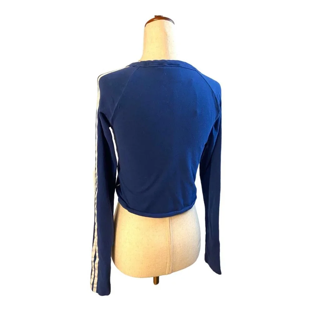 Adidas Women's Original Paris Crop Tee Size Small Long-Sleeve in Oxford Blue - Picture 4 of 9